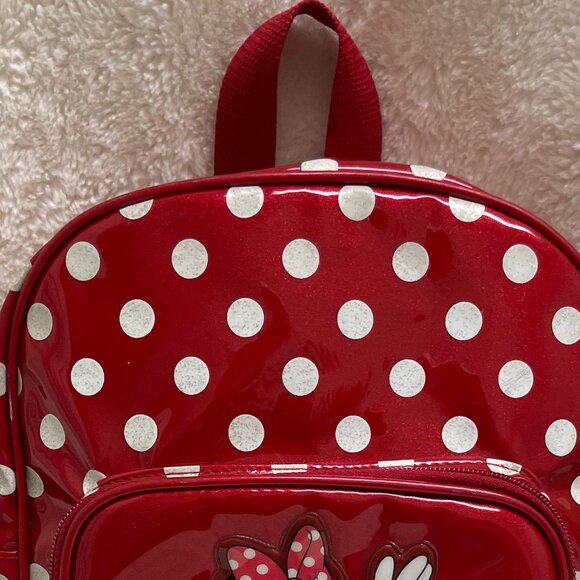 Cute Disney Minnie Mouse Shiny, Metalic Red Vinyl Kids Backpack - Picture 9 of 9